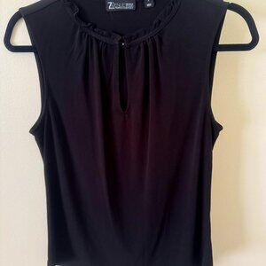 New York & Company Black Chiffon Sleeveless Keyhole Front Blouse